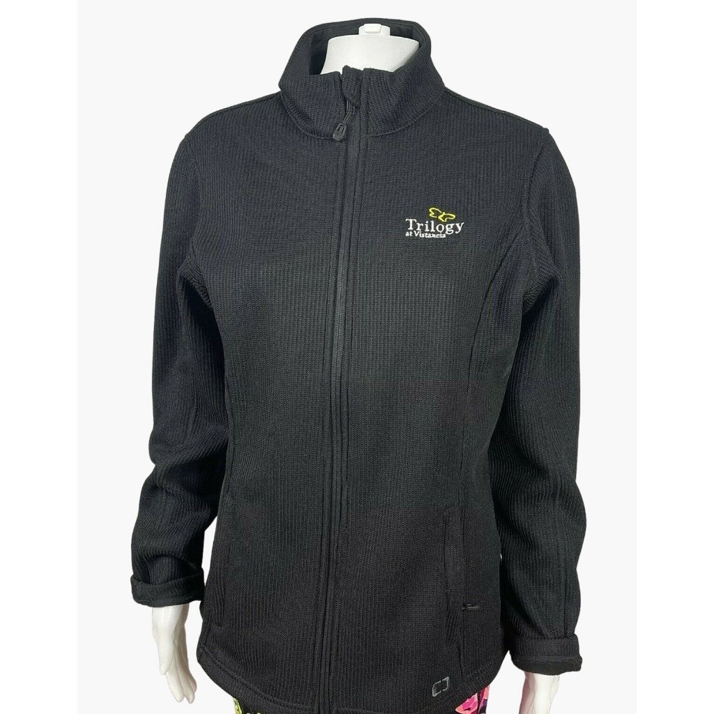 Ogio Trilogy At Vistancia Gold Medium Womens Full Zip Knit Jacket Black